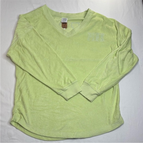 VICTORIA'S SECRET PINK TERRY VARSITY BEACH OVERSIZE TOP SHIRT XS SWEATSHIRT NWT - Picture 3 of 14